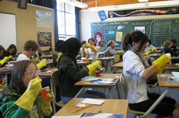 Students training for an intergenerational program