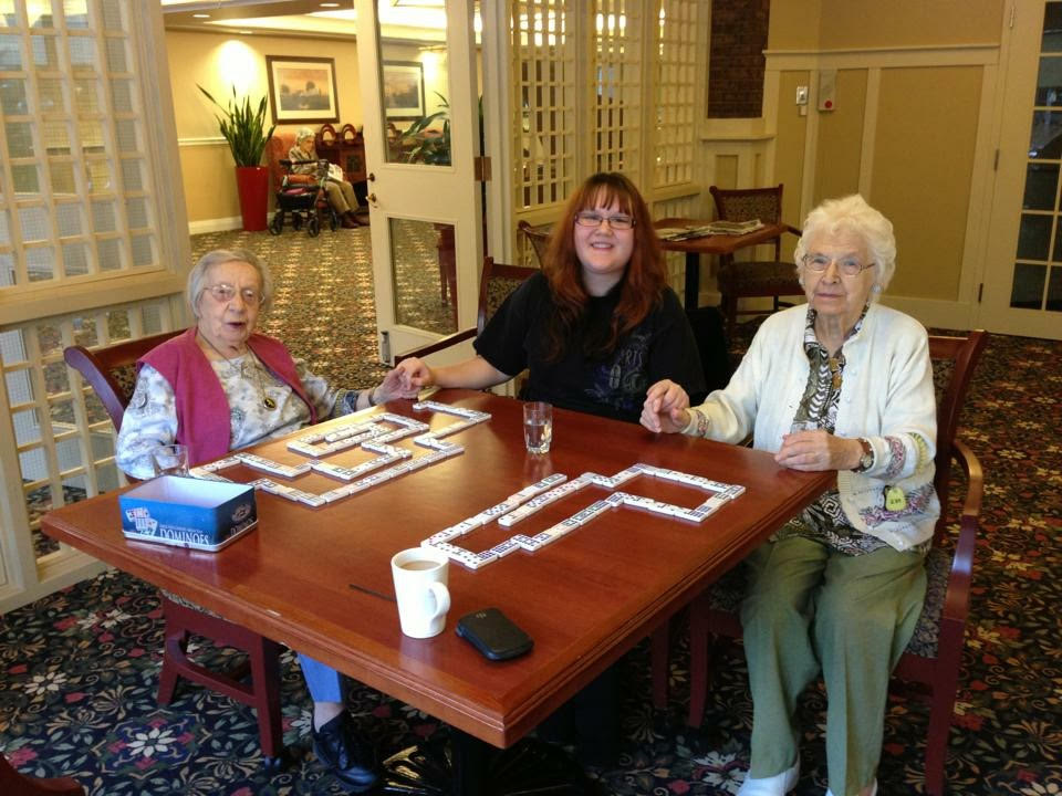 Photo is not from a Linkages Program, but Lauren has had lots of experience volunteering with seniors! She has a natural ability to interact with senior friends.